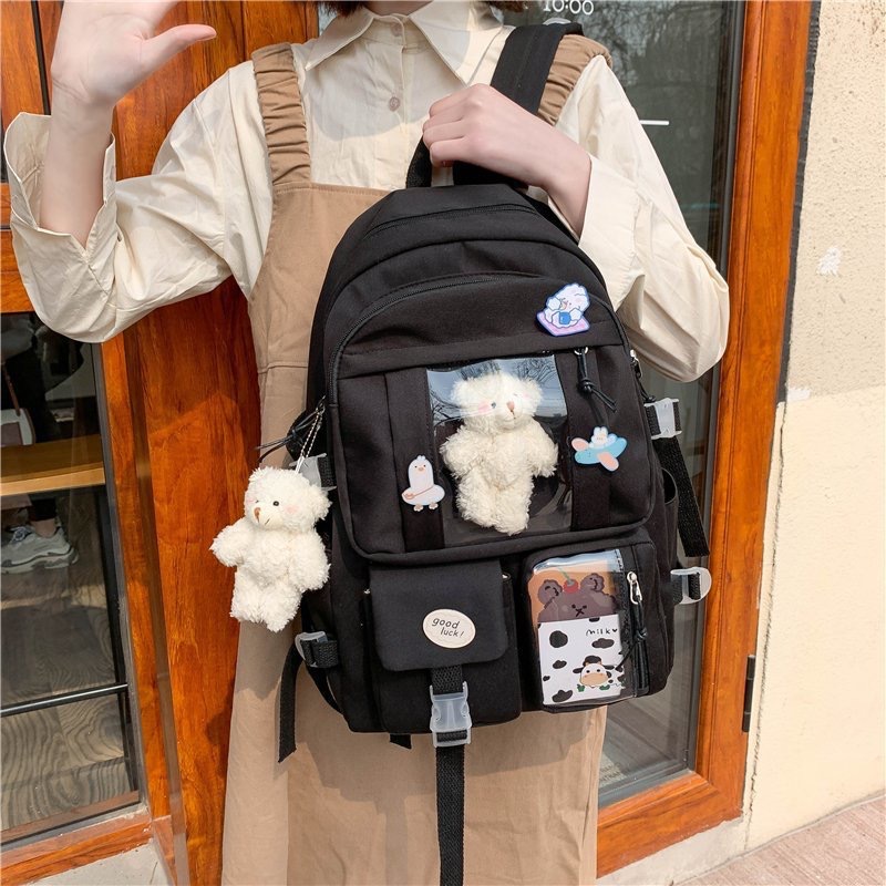 Nowy plecak dla dziewcząt do szkoły średniej torby szkolne dla nastoletnich dziewcząt wiele kieszeni plecak Kawaii kobiety Harajuku śliczne Mochila