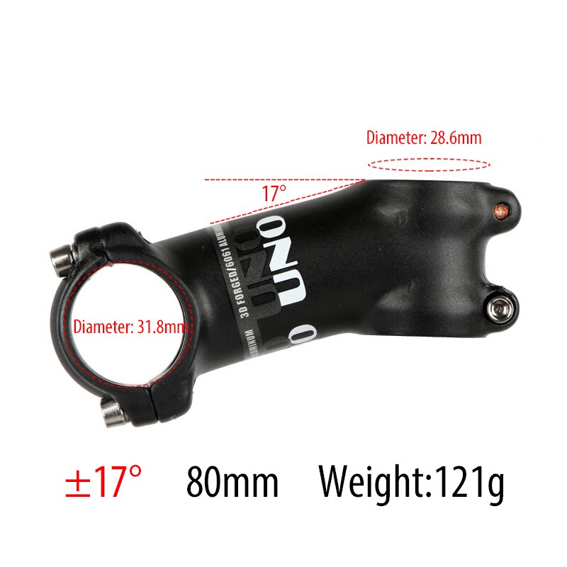UNO Bike attacco manubrio bicicletta 1-1/2 "1/4mm Riser manubrio per BMX MTB Road Bike 7/ 17/ 35 gradi da 60mm a 31.8mm lega di alluminio: 17 Degree 80mm