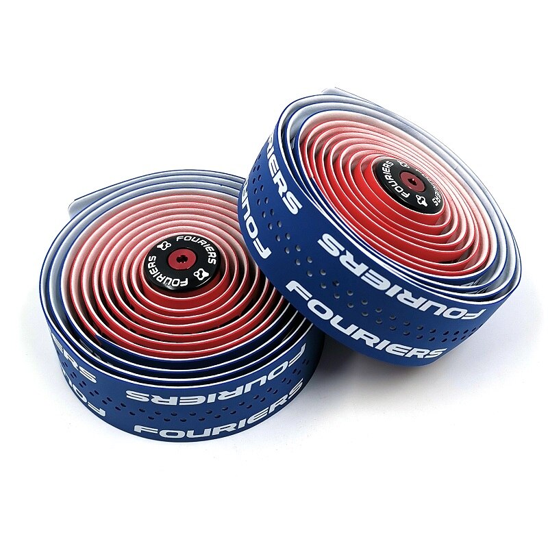 Fouriers Road Fietsstuur Tape Fixed Gear Bike Dubbele kleur Stuurlint Wraps PU Materiaal Fietsstuur Tape: Red Blue