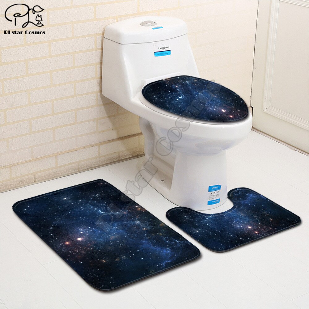 Galaxy Patroon Grappige 3D Gedrukt Badkamer Voetstuk Tapijt Deksel Wc Cover Badmat Set Stijl-3: 5