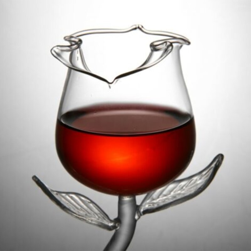 1PC Fancy Red Wine Goblet Wine Cocktail Glasses 100ml Rose Flower Shape Wine Glass bouteille de vin en verre aerateur vin