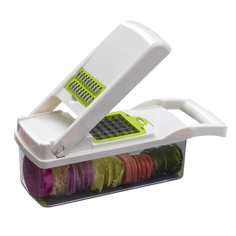 Multifunction Vegetable Cutter Stainless Steel Blade Vegetable Fruit Slicer Transparent Meat Machine Kitchen Accessories: Wihte cutter