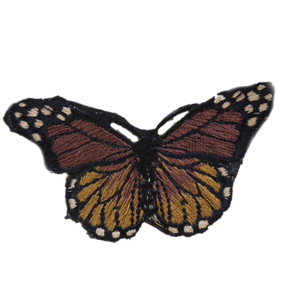 2X Embroidery Butterfly Sew On Patch Badge Embroidered Fabric Clothing Embroided Sticker Repair: coffee