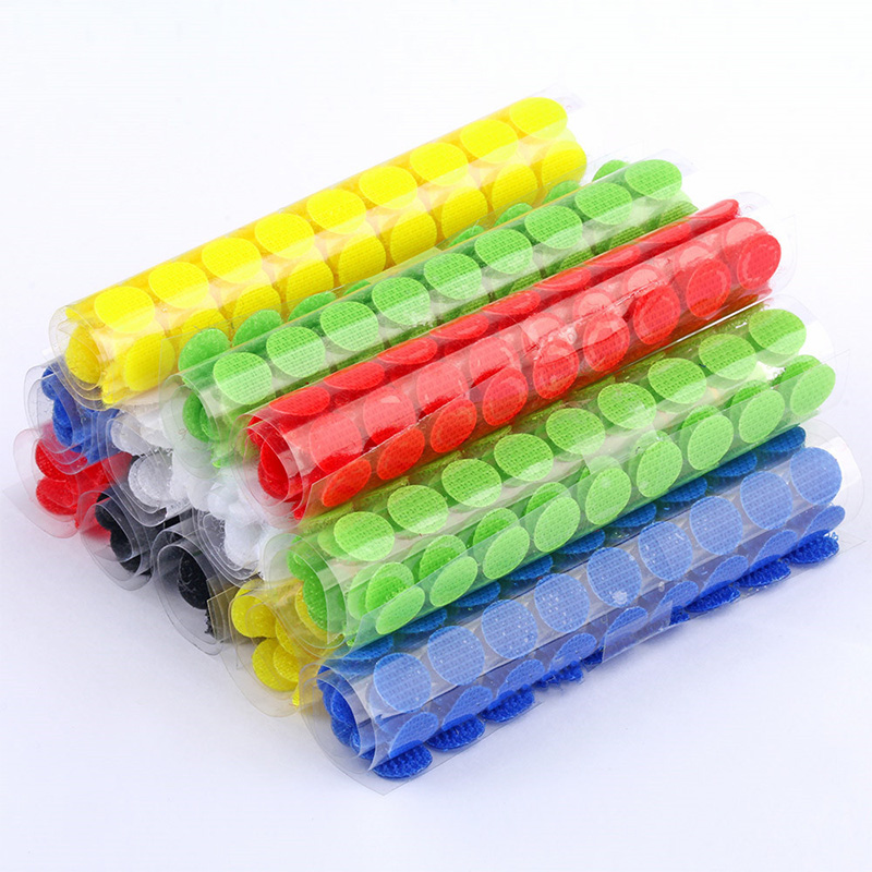100Paare 10mm Mehrfarbig Verschluss Klebeband Punkte Nylon Klebrige Klettverschlüsse Haken Und Schleife Magie Aufkleber Doppelseitige Runde Selbst -klebstoff