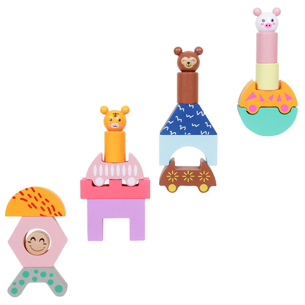 1 Set Cute Cartoon Animal Block Tower Game Toy for Nursery: Default Title