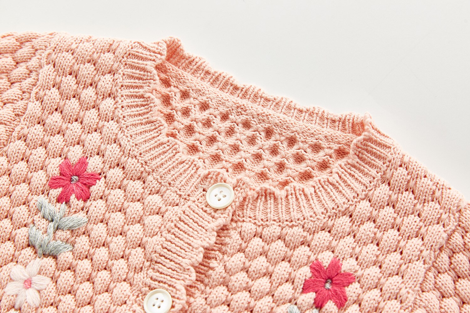 Baby Mädchen zur Seite fahren Herbst Kleinkind Mädchen betroffen Strickjacke Blume Stickerei Baumwolle Baby Mädchen Strick Mantel Jacke Kleinkind zur Seite fahren
