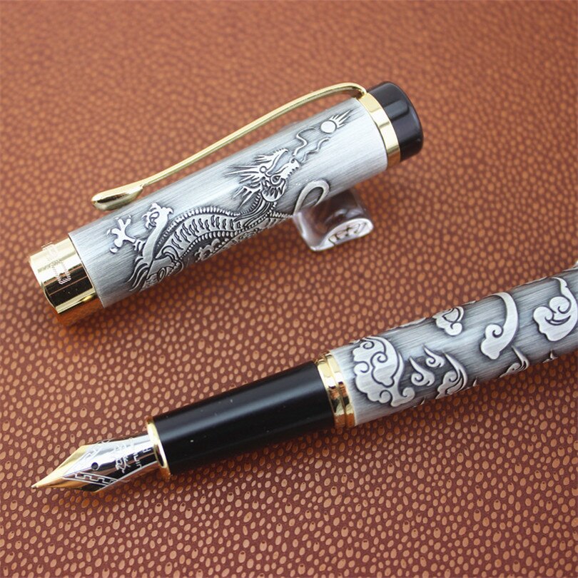 Jinhao-stylo fontaine Dragon 5000 en métal, , 0.5MM, stylo d&#39;encre F pour écrire et fournitures scolaires de bureau