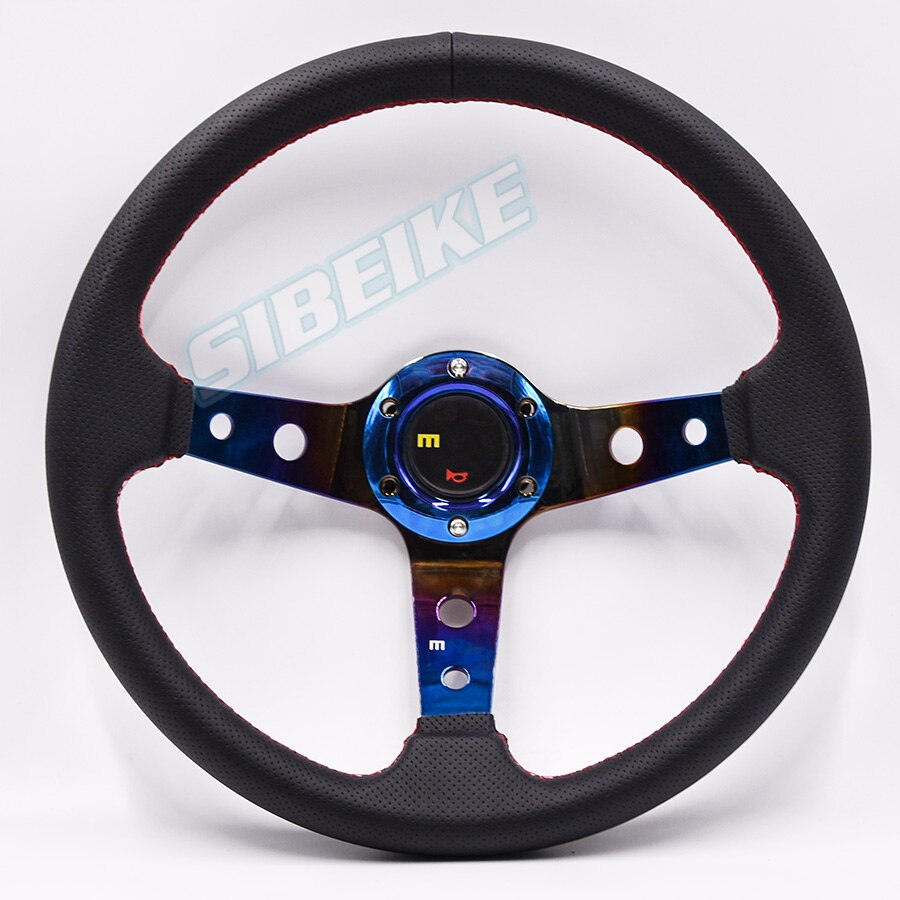 Volante de cuero de ante de 14 pulgadas para coche Universal, color azul quemado: Default Title