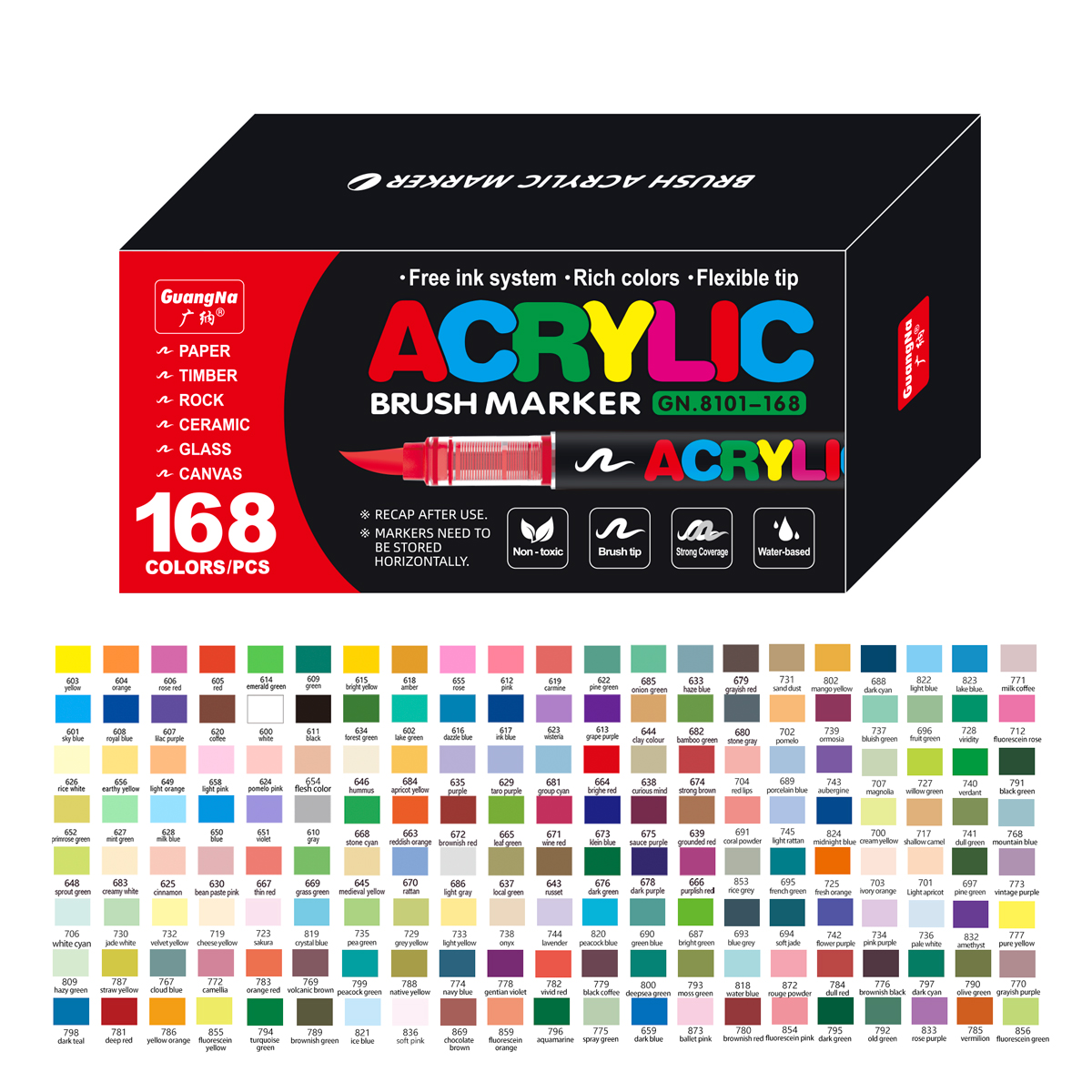 Acrylic Paint Markers Brush Tip 12/24/36/72 Colors Direct Ink Waterproof Flexible Tip Art Pens for Rock Painting Wood Fabric Egg