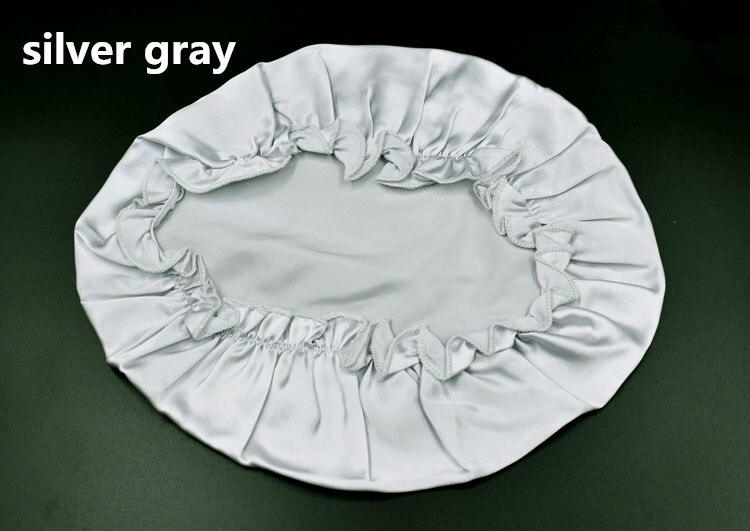100% Mulberry Seide Kappen für Schlaf Komfortable Weiche Seide Nacht Kappe Hüte Bonnet Beanie Hut Solide Farbe Freies: silver gray