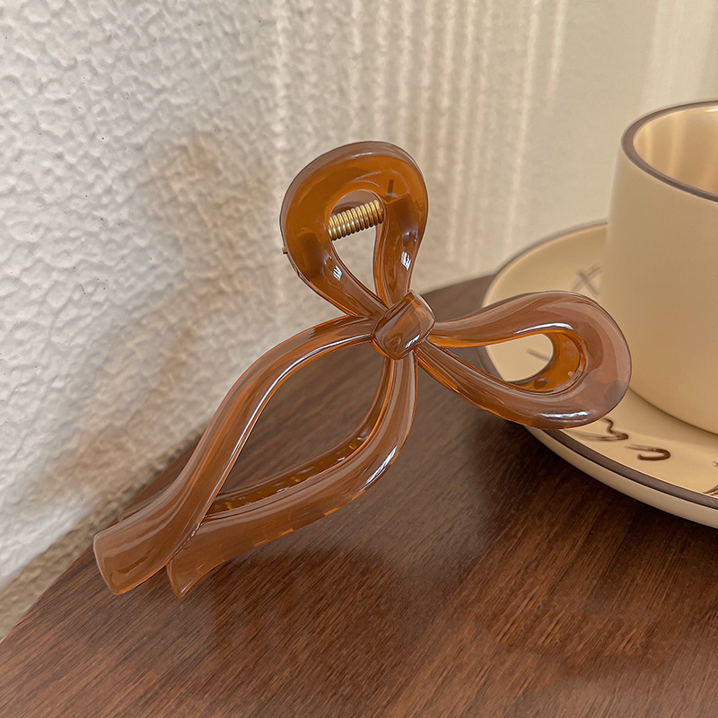 Lazo de cola de caballo, garra grande para el cabello, accesorios para el cabello de cangrejo para mujer, pinzas para el cabello con lazo acrílico sólido, horquillas, pasadores para niñas, diademas: Rosa