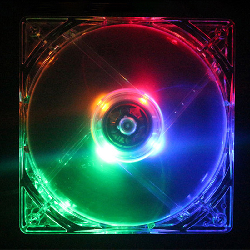 80mm ordinateur CPU ventilateur refroidisseur LED ordinateur PC boîtier ventilateur de refroidissement Ultra silencieux dissipateur thermique 80x80x25mm rgb lumière ventilateur, 12v 3P IDE 4pin: Noir
