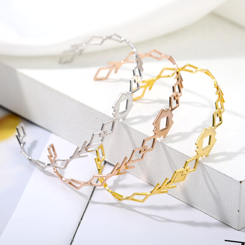 Moda pulseiras de aço inoxidável pulseira para as mulheres aberto folhas de ouro ramos pulseira casual pulseira manguito pulseira jóias presente