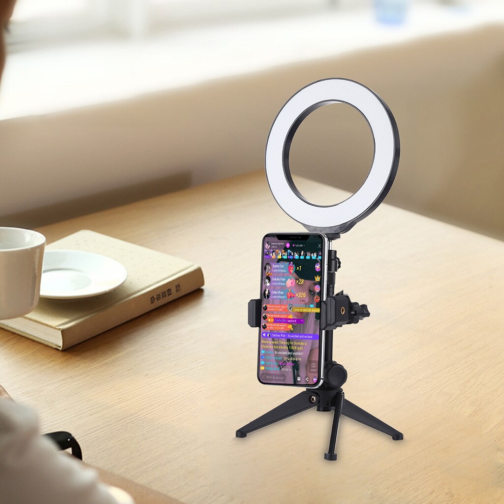 Mode Automatische Spannen 360 ° Swivel Roterende Standcell Telefoon Stand Houder Voor Ring Licht Statief Fotografie Dslr Camera