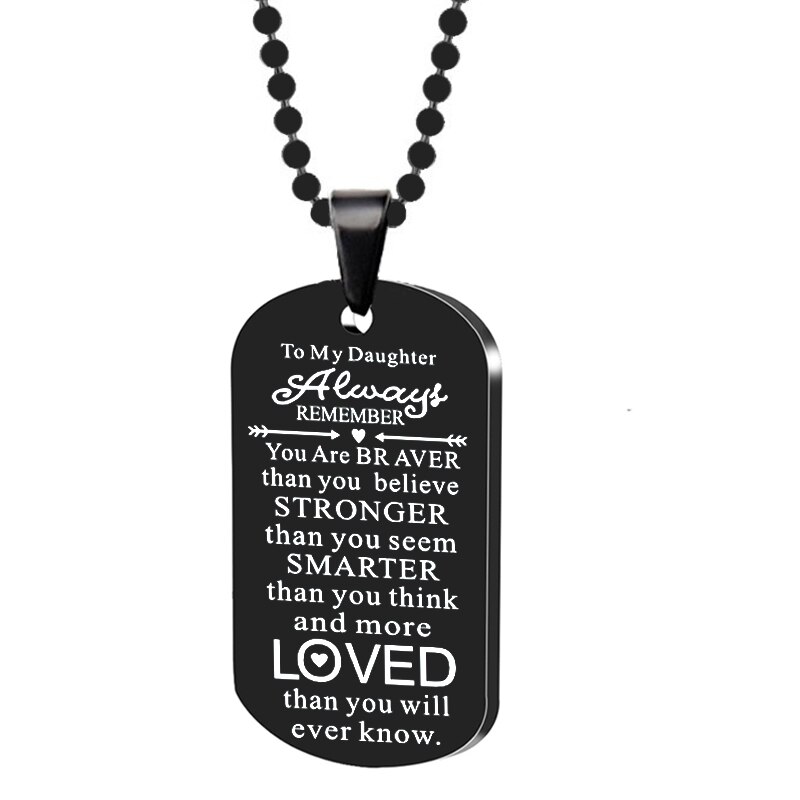 Stainless Steel Dog Tag Pendant Necklace Dog Tags Army Family TO MY My Daughter Son Necklaces Boys Kids Child Inspirational: TO my daughter PB