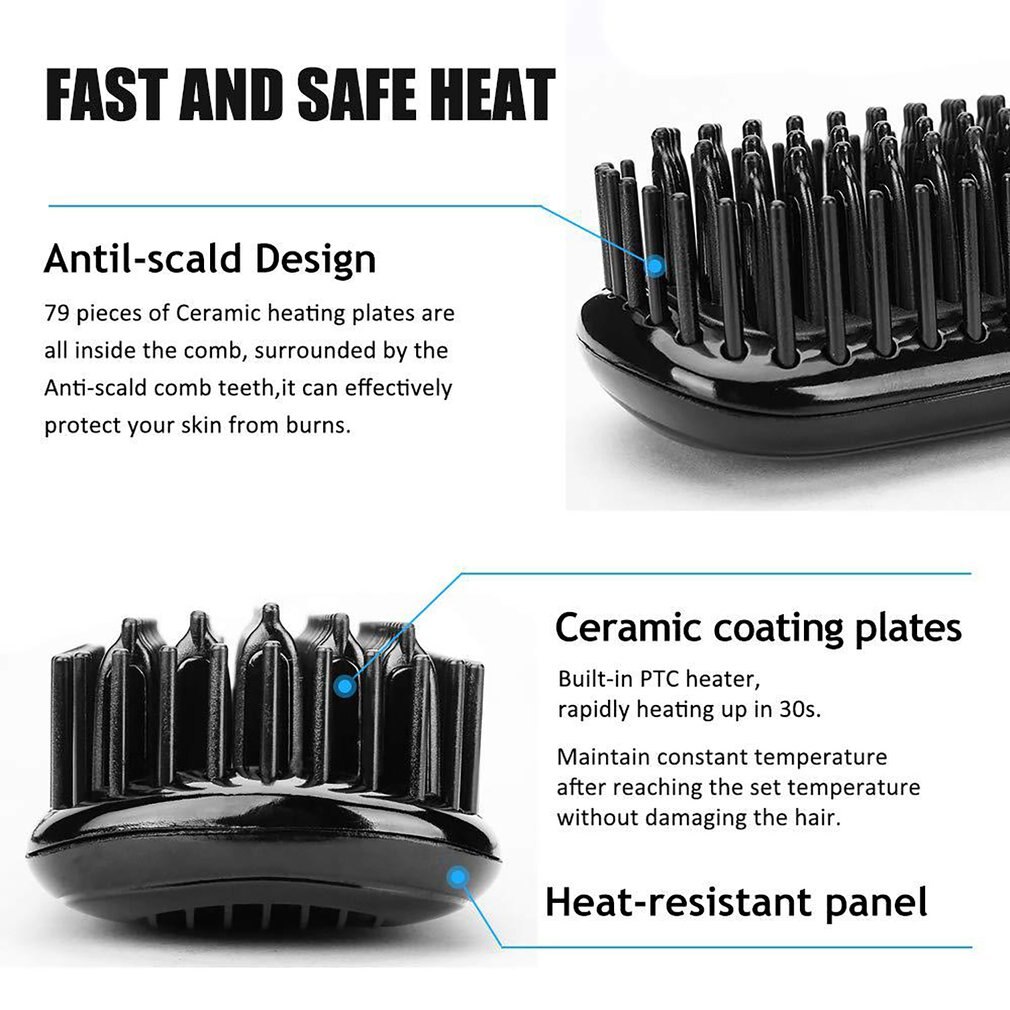 Hair Straightener Beard Straightener Flat Iron Comb For Beard Hair Straightening Iron Comb Hair Styler Comb Brush EU