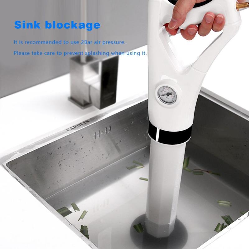 Powerful High Pressure Air Drain Blaster Drain Clog Dredge Tools Powerful Toilet Plunger Auger Cleaner For Bathroom Kitchen Sink