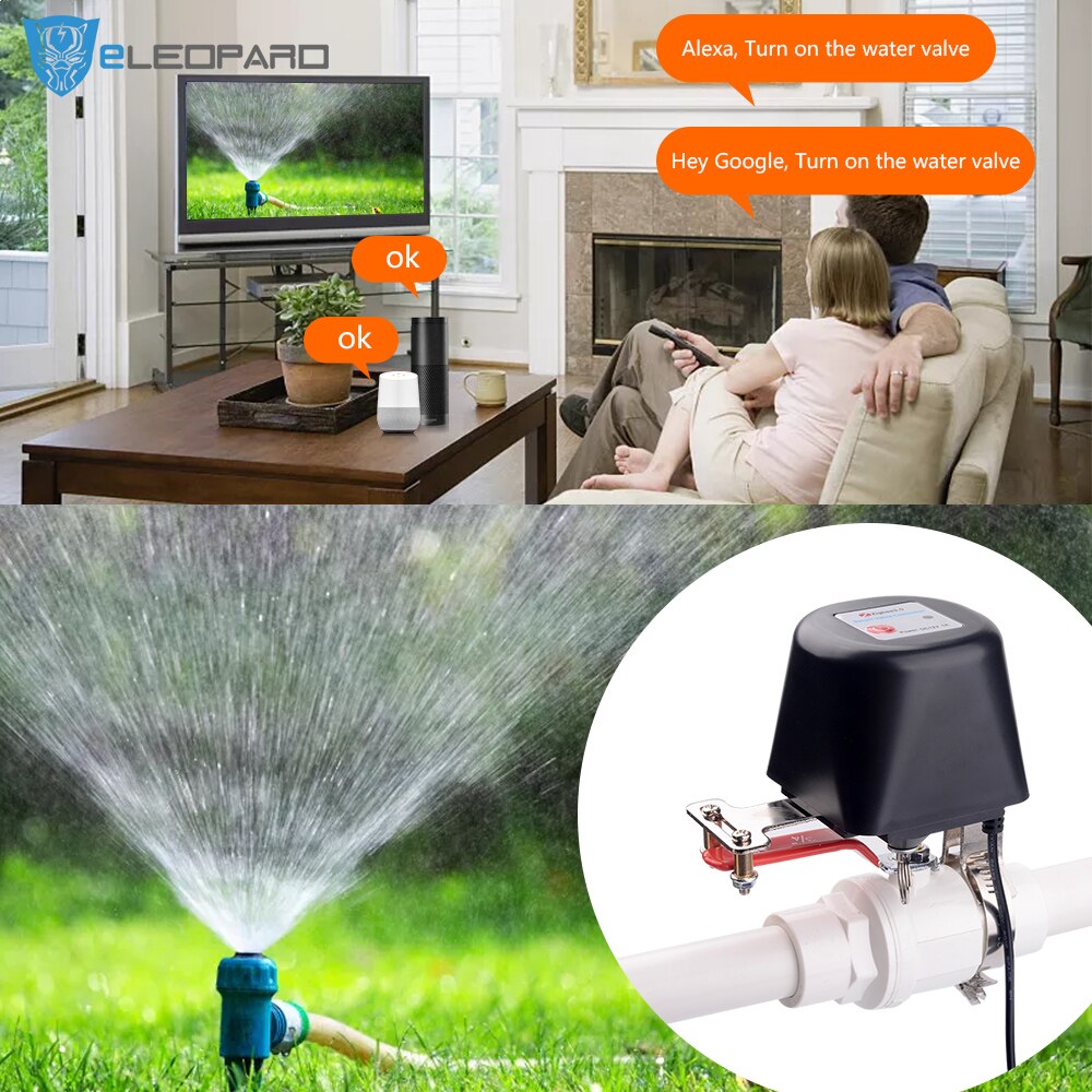 ELEOPARD Zigbee Smart Wireless Control Gas Water Valve Smart Life Zigbee Shut OFF Controller