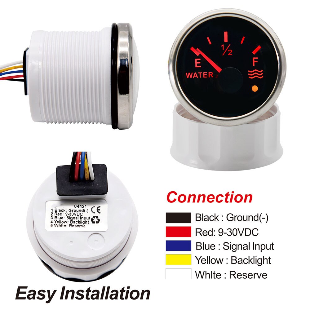 AD Digital Water Level Gauge 100-500mm Water level sensor 0-190ohm Fit Boat Car Fuel Level Gauge Meter with Red Backlight 9-32V