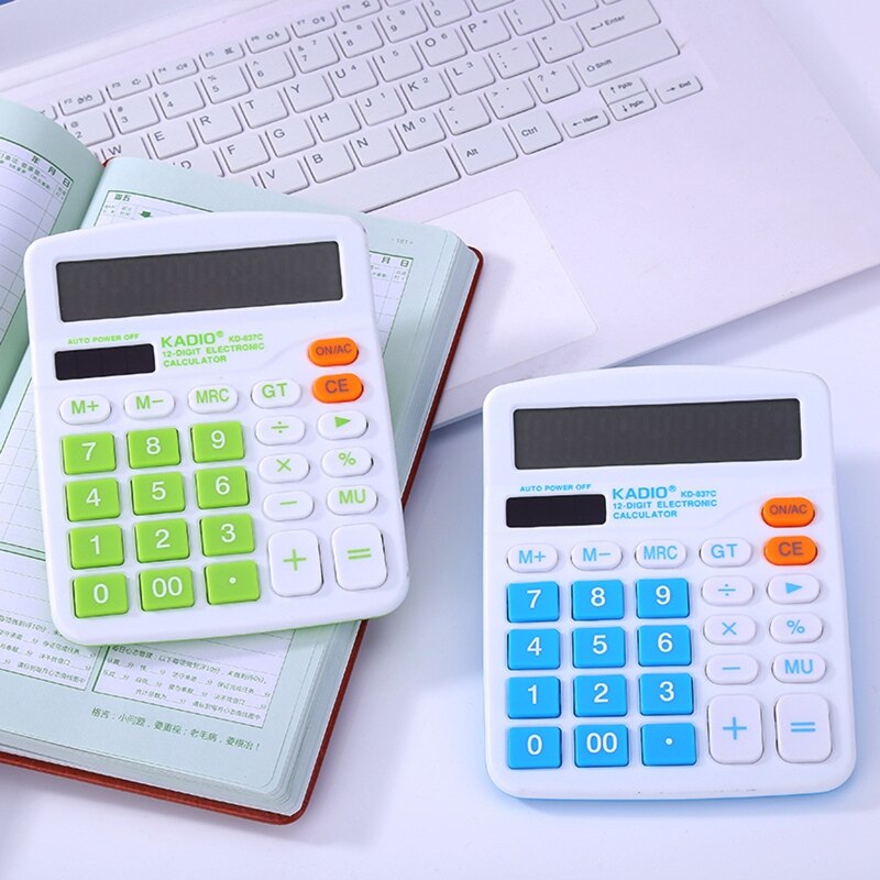 12-Digit Cute Battery Powered Calculator Desktop Financial Accounting Tool Large Display Office School Calculators T84D