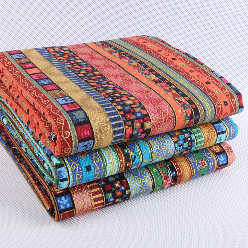 Nanchuang-tissu en lin de coton imprimé ethnique, pour décoration, literie, canapé, coussin, nappe, 45x45cm, 3 pièces