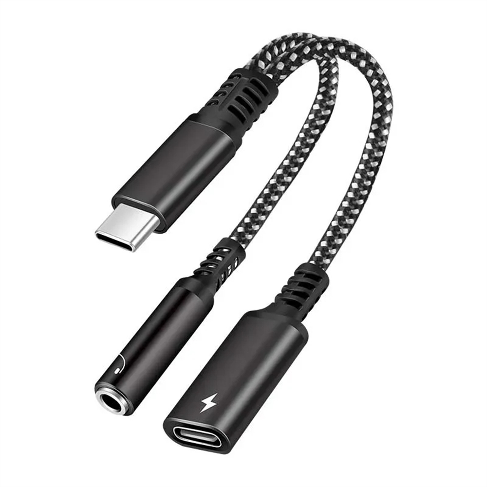 Nbili 2 in1 USBC do 3.5mm gniazdo słuchawkowe typu C PD 60W ładowanie Audio Aux adapter do iPhone 15 iPad Pro Samsung S24 Xiaomi Huawei: green