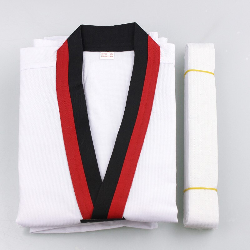 Kid 'S Wit Katoen Wtf Karate Uniform Mannen Taekwondo Dobok Kleding Met Riem Kinderen Volwassen Lange Mouwen Tkd Training kleding