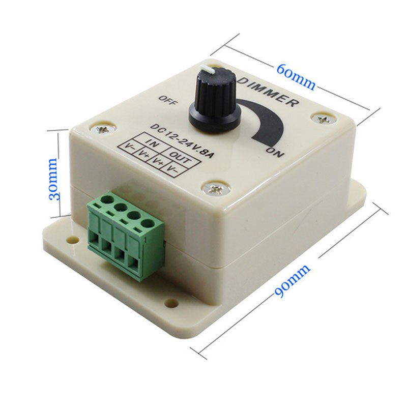 Premium Manual LED Dimmer PWM Controller 12V-24V DC 8A Brightness Controller Light Strip Controller