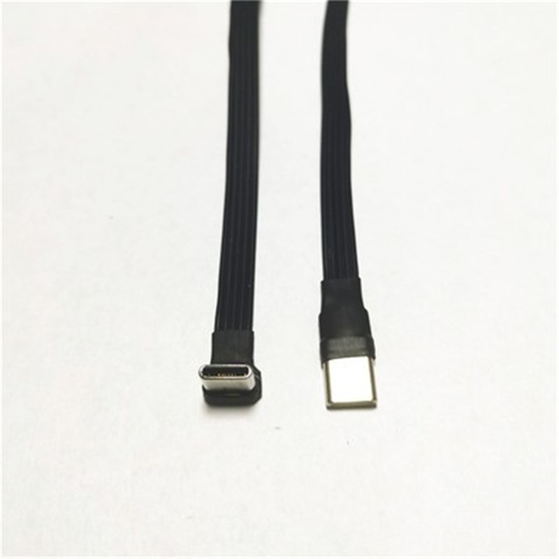 USB-C tipo C macho arriba abajo en ángulo de 90 grados a USB C tipo c Cable de datos hembra Cable plano USB tipo c 0,2 m/0,5 m/1m/1,5 m: Rojo / 0,9 m