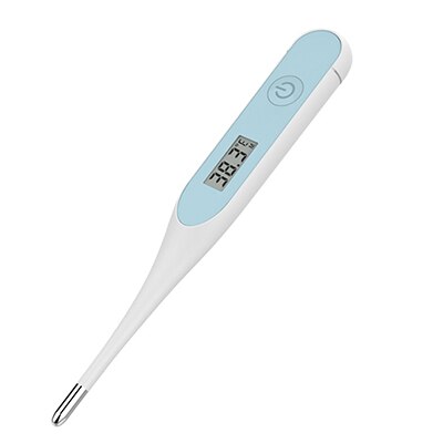 Farve lcd termometer elektronisk blødt hoved termometer underarm mund krop feber nøjagtighed temperatur termometer: Blå