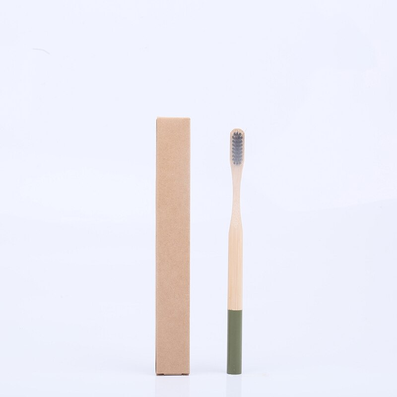 1Pcs Regenboog Bamboe Tandenborstel Milieuvriendelijke Koolstofarme Reizen Ronde Handvat Zachte Haren Voor Volwassen Houten Tandenborstel 17 Kleuren: 91