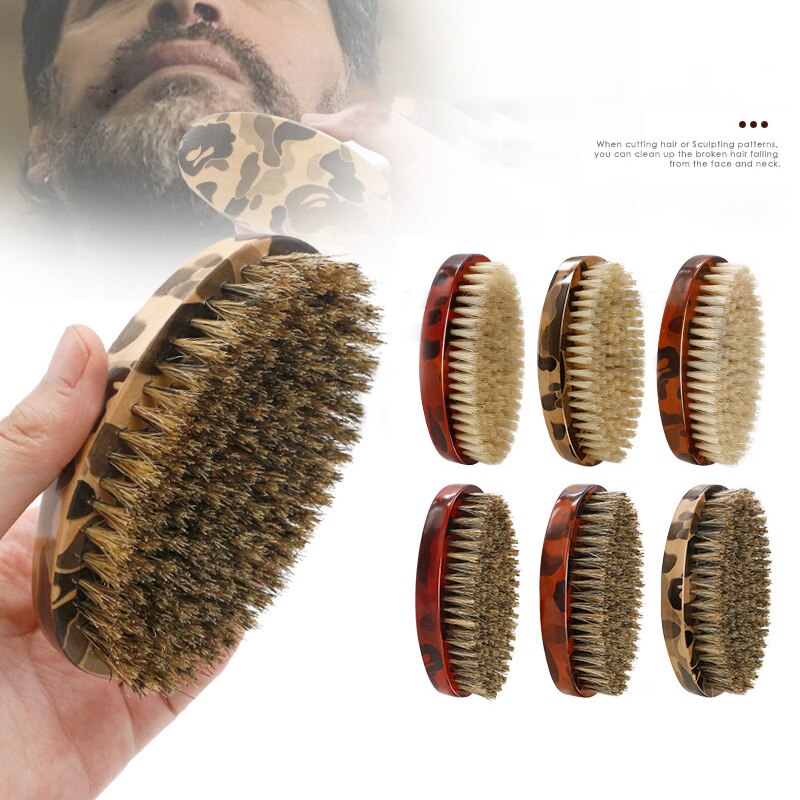 1Pcs Man Baard Borstel Varkenshaar Scheerkwast Gezichtshaar Snor Reinigingsborstel Beuken Houten Kam Mannen wave Haar Borstel