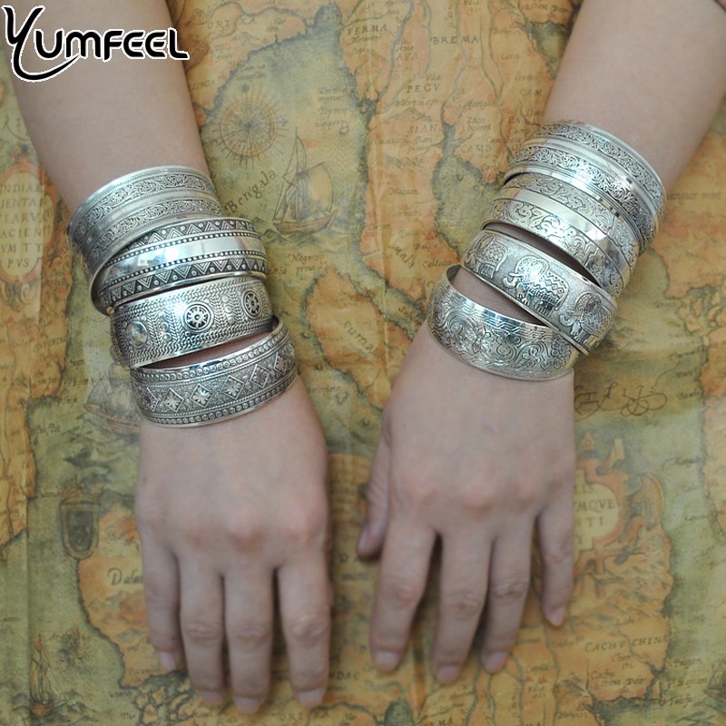 Yumfeel Fabriek Tibetaanse Sieraden Vintage Zilveren Armbanden Armband Antiek Tibetaans Zilveren Manchet Armbanden voor Vrouwen