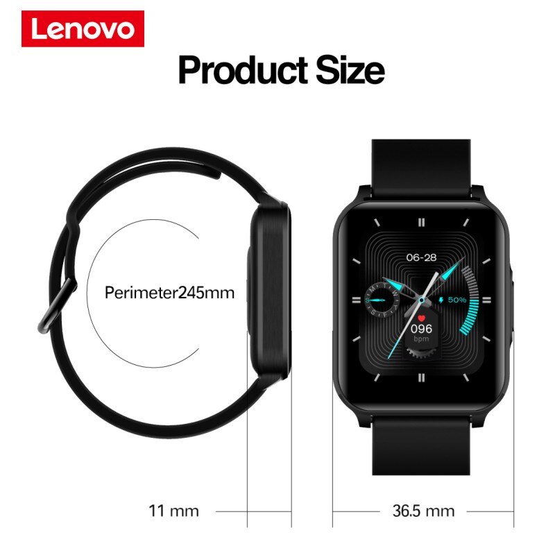 Lenovo S2 Pro Smartwatch 1.69'' HD Screen Temperature Waterproof Fitness Heart Rate Monitor Sleep Monitoring Multi Language