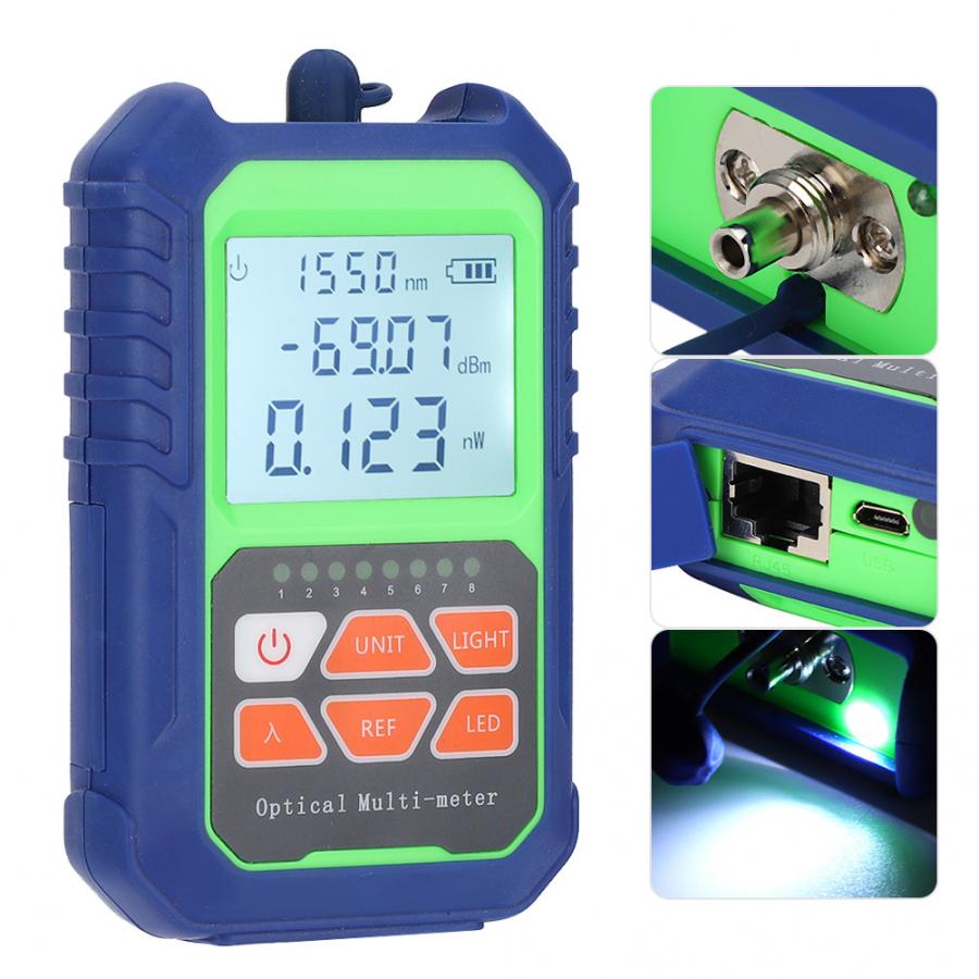High Precision Mini Optical Power Meter Multi-Function Cable Tester Tool with LED Light Fiber Optic Cable Tester