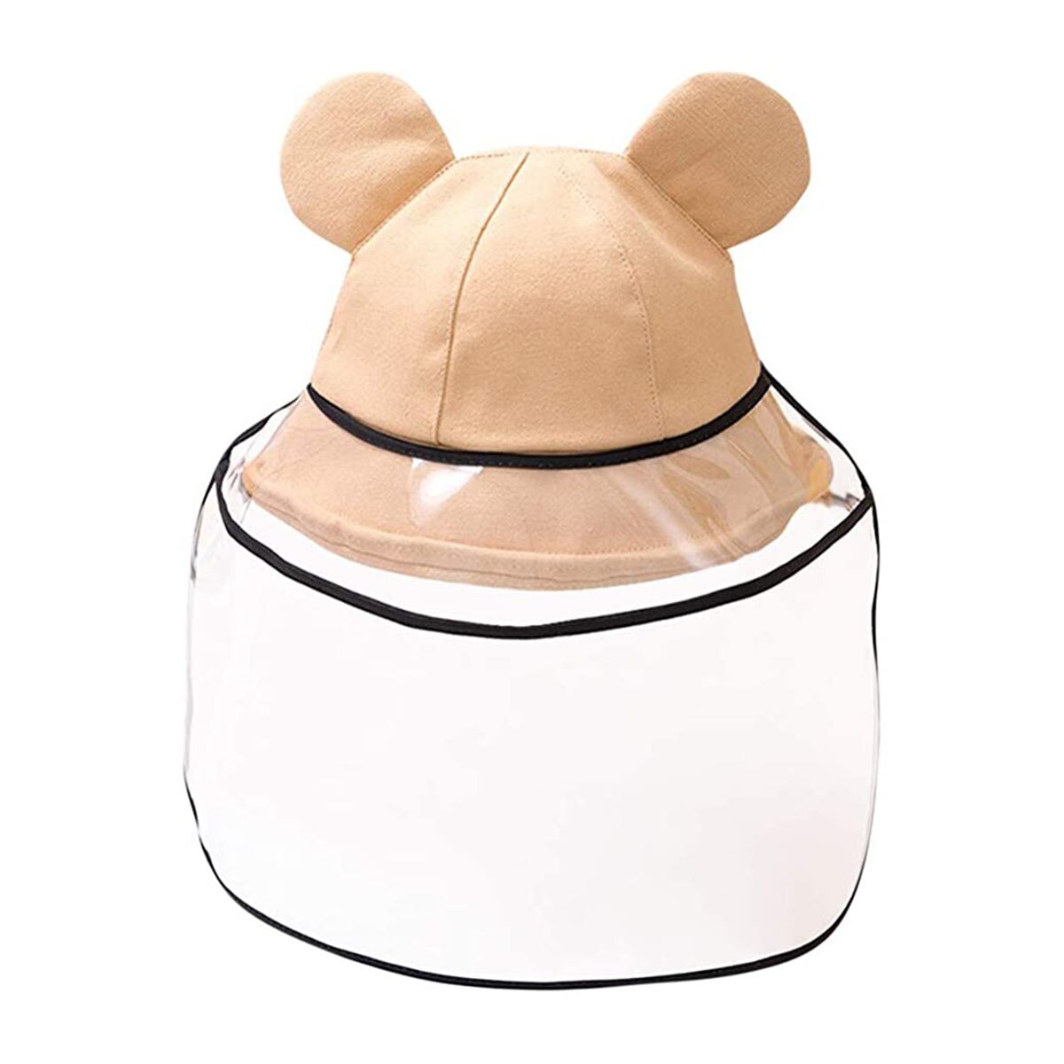 Gorros protectores de oso de seguridad para bebés y niños con protector transparente antigotículas, Anti-Saliva, a prueba de salpicaduras y a prueba de polvo para todo el rostro: Beige