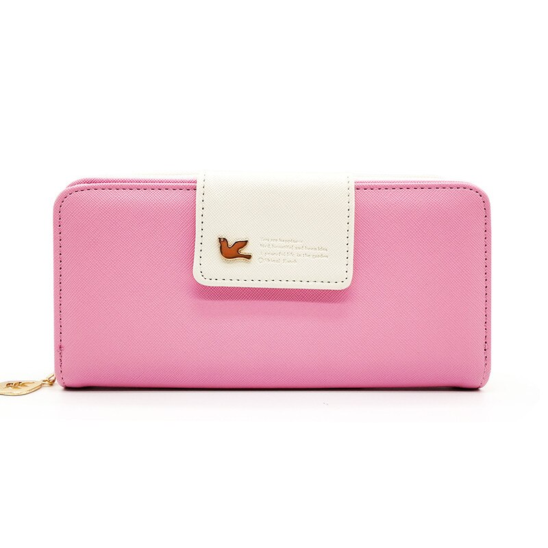 Femmes portefeuilles femme mince sac à main longue fermeture éclair femmes en cuir porte-cartes portefeuille téléphone grande capacité sacs à main: Rose