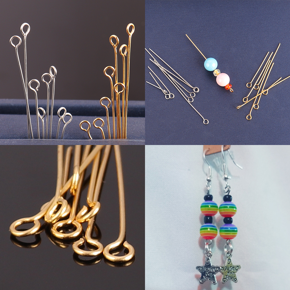 100 peças 15-50mm 316l pinos de joias de aço inoxidável pinos de cabeça plana para fazer jóias suprimentos bola headpins acessórios de pino de olho