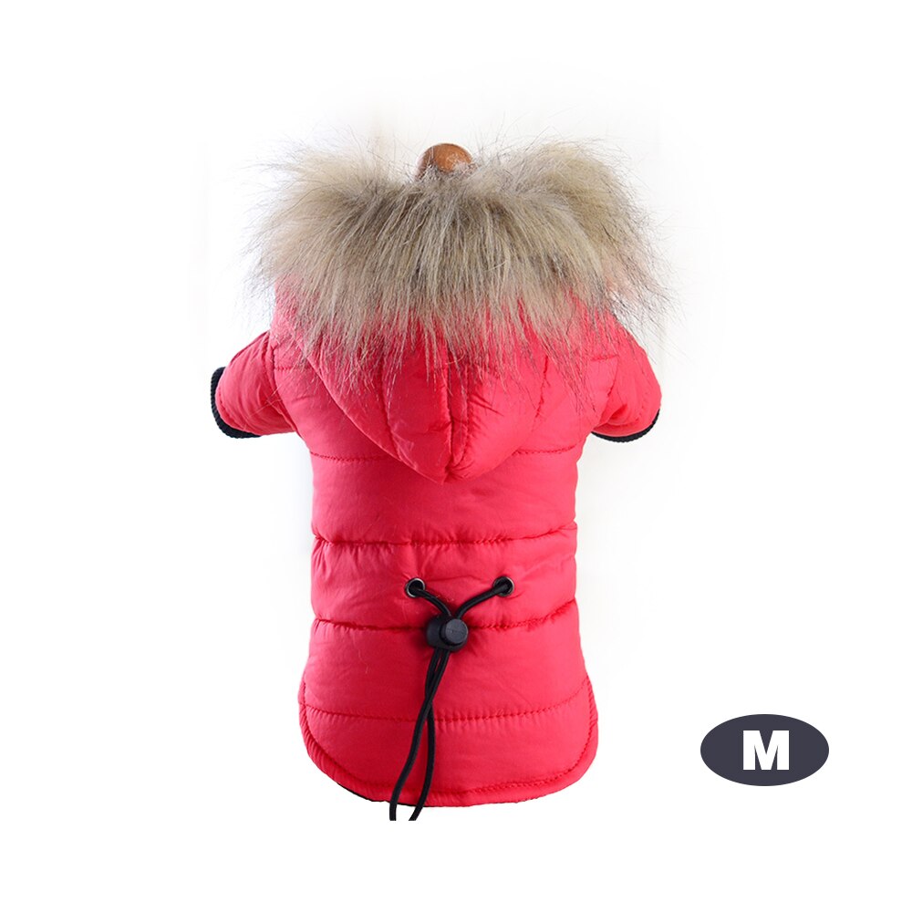 Cappotto per cani caldo invernale cappotto per cani per chihuahua cappuccio in pelliccia morbida giacca per cuccioli abbigliamento per chihuahua cani di piccola taglia: Rosso / L