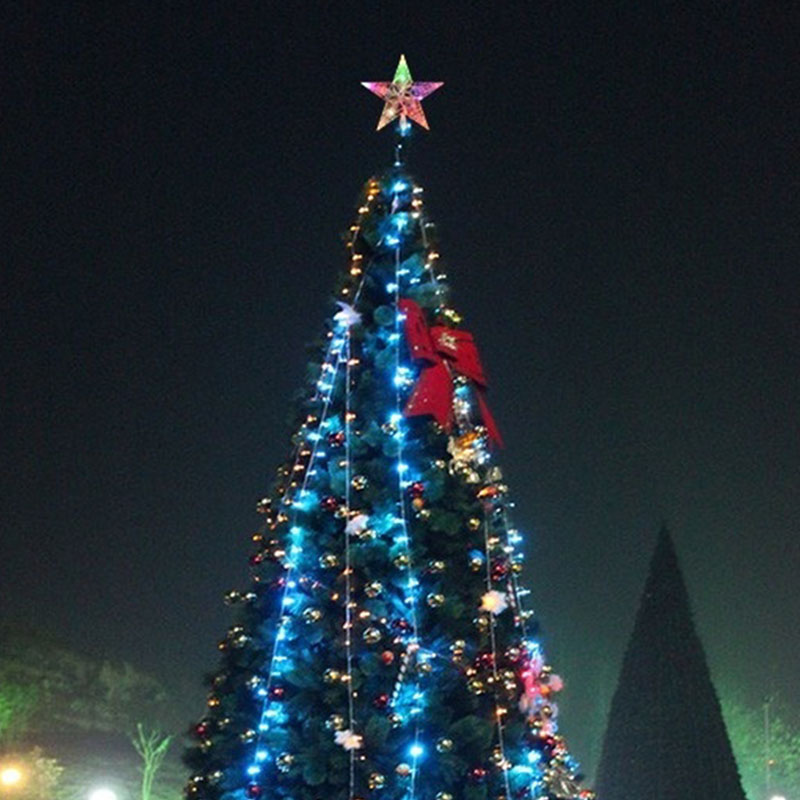 Stor juletræ topper stjernelys lampe flerfarvet dekoration 100-240v stk