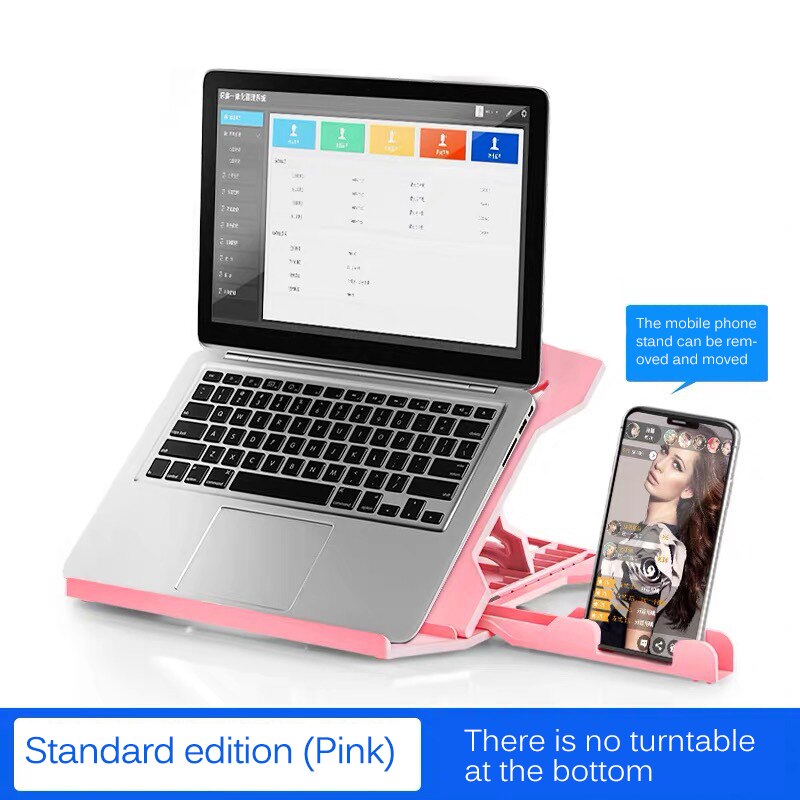 360 DegreeHeight Adjustment Laptop Stand for Macbook Pro for Notebook Support Rotating Bottom Computer Stand Riser Cooling Pad: Pink standard