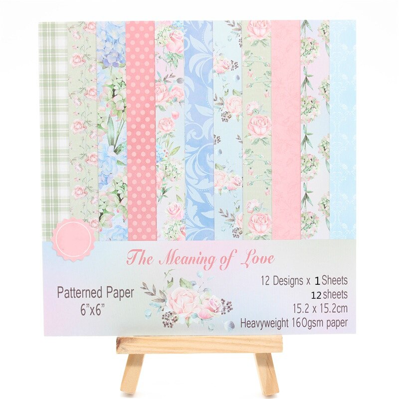KSCRAFT 12pcs 6" Single-side Printed The Meaning Of Love pattern papercraft art paper handmade scrapbooking set book