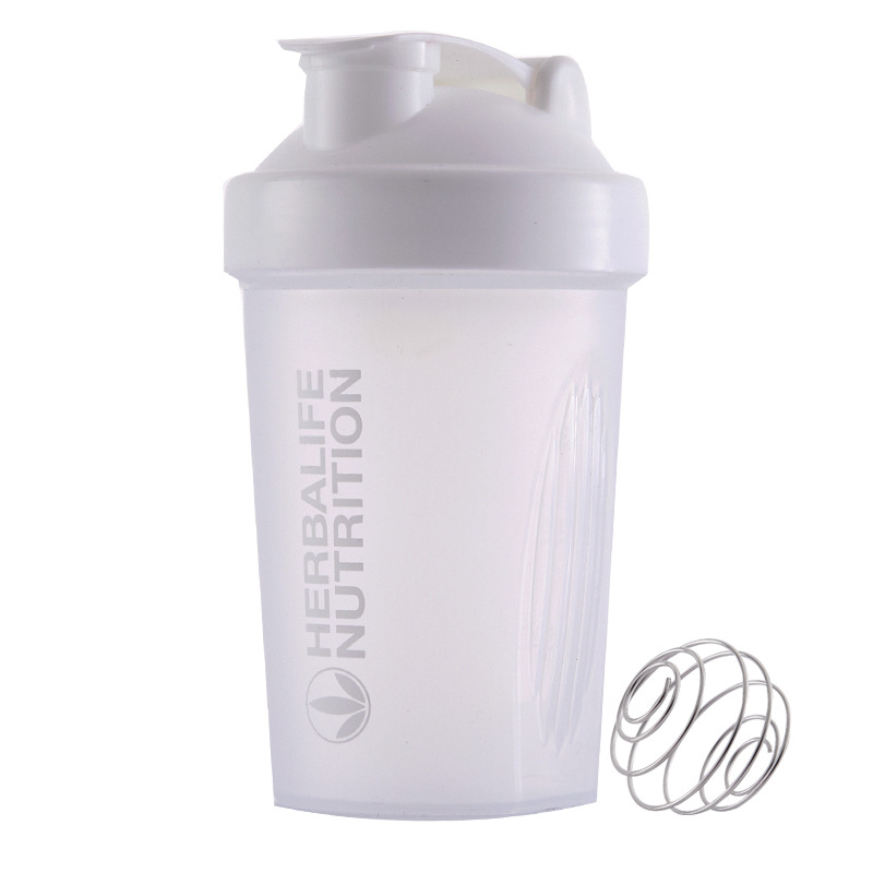 Sport Shaker Fles Wei-eiwit Milkshake Mengen Fles Sport Fitness Gym Roerder Draagbare Outdoor Plastic Drink Fles 400Ml: white