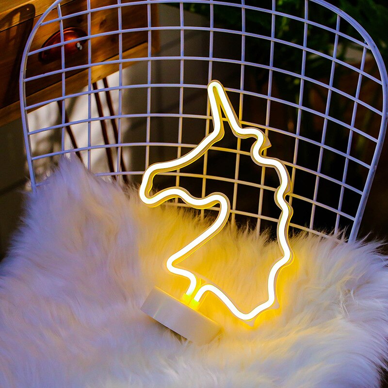 Neon Christmas Tree LED Xmas Home Decor Neon Sign Lamp Rainbow Flamingo Table Bedside Light USB / Battery Power: Warm Unicorn