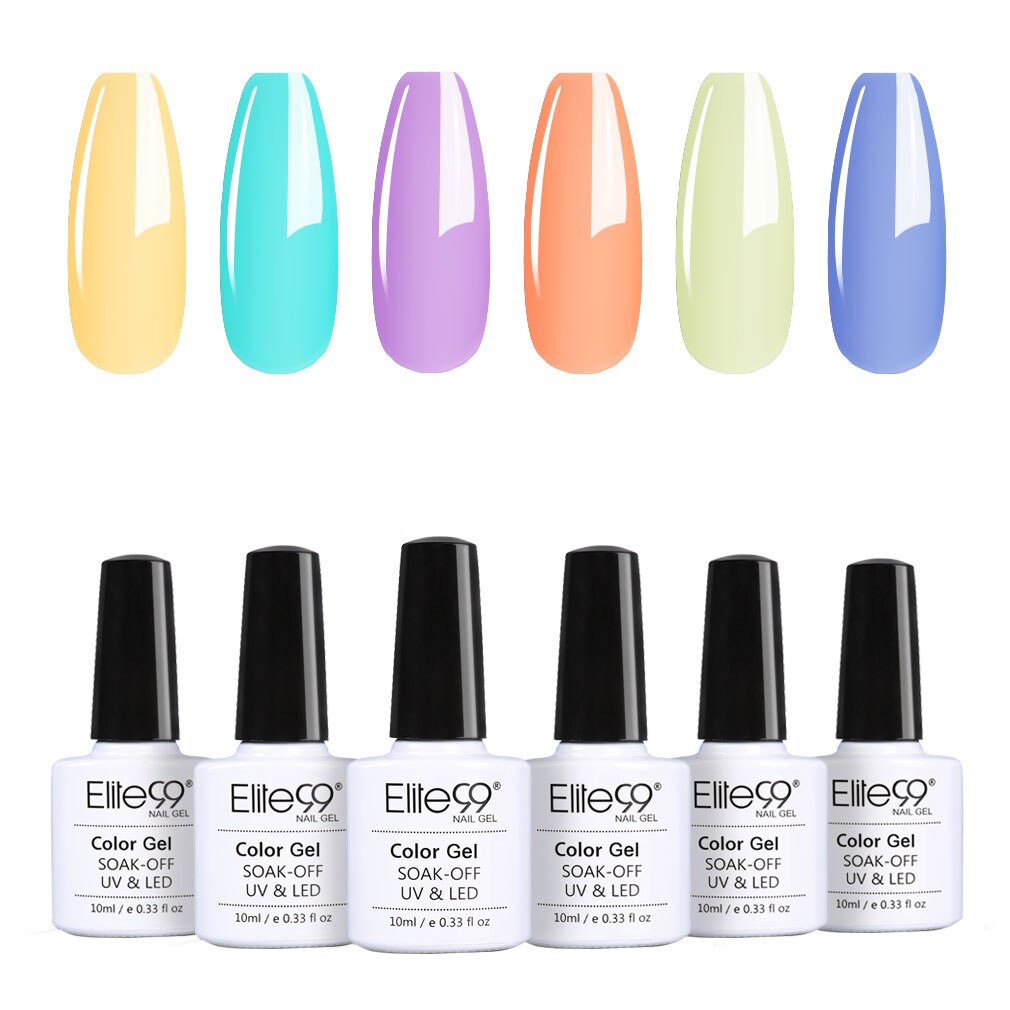 Elite99 6Pcs/Set 10ML Lavender Gel Nail Polish Kit Soak Off UV LED Luminous Rose Gold Semi-permanent Enamel Nail Manicure Set: SET005