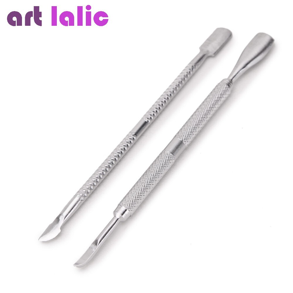 Nail Art Cuticle Spoon Pusher Stainless Steel Remover Trimmer Manicure Set Tool Double Side Push Pedicure: Default Title
