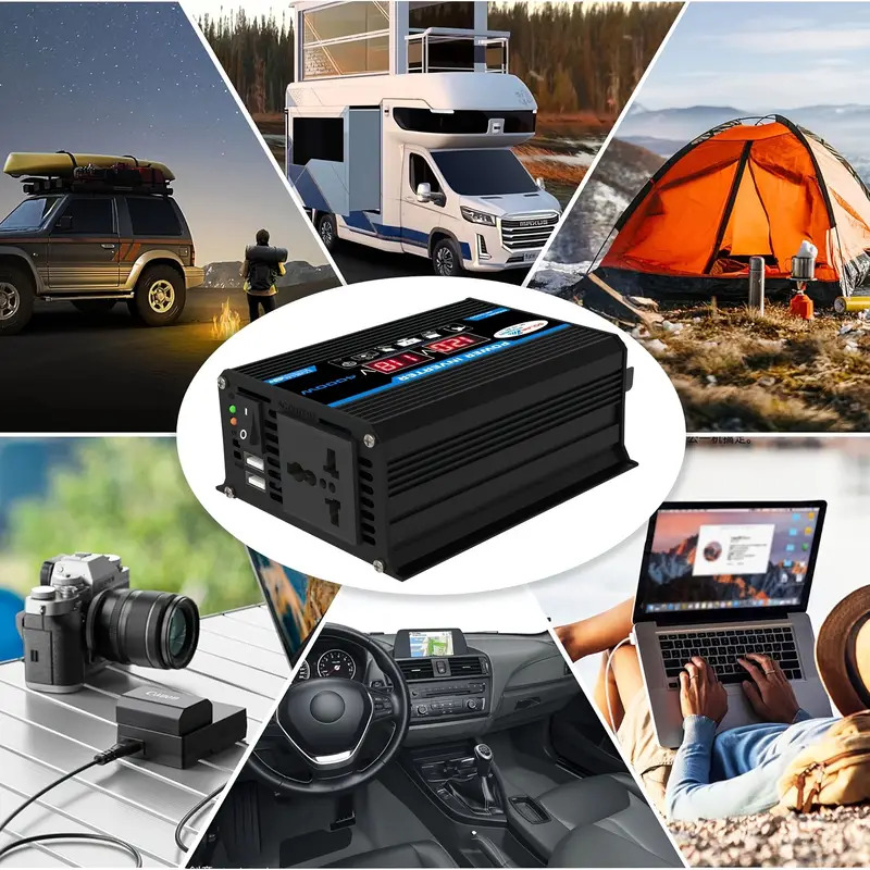 4000 W DC12 V auf 110 V/220 V tragbarer Konverter DC-AC-Wechselrichter mit Eingangs-/Ausgangsspannungsanzeige, 1 AC-Buchse, 2 USB, geeignet für Auto