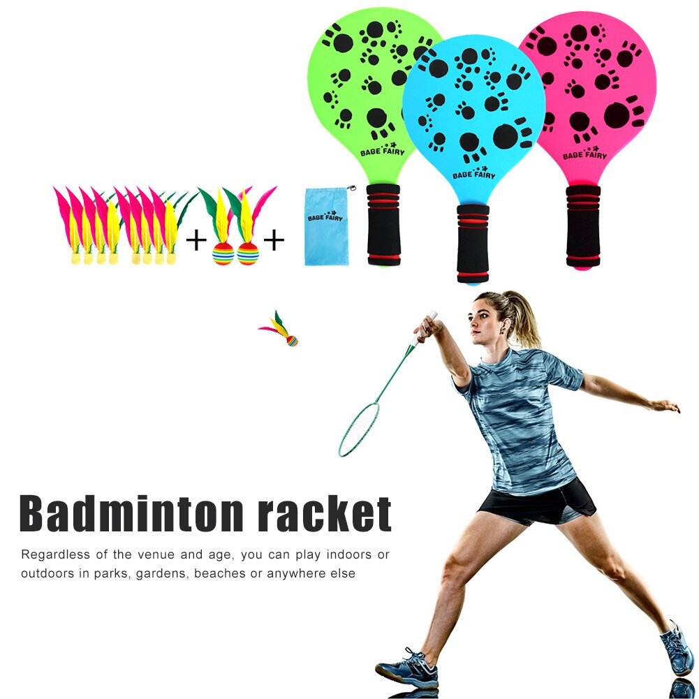 Badmintonketsjer holdspil legetøj bærbare træsandpadler ketchersæt, der nemt kan bære sportslige elementer