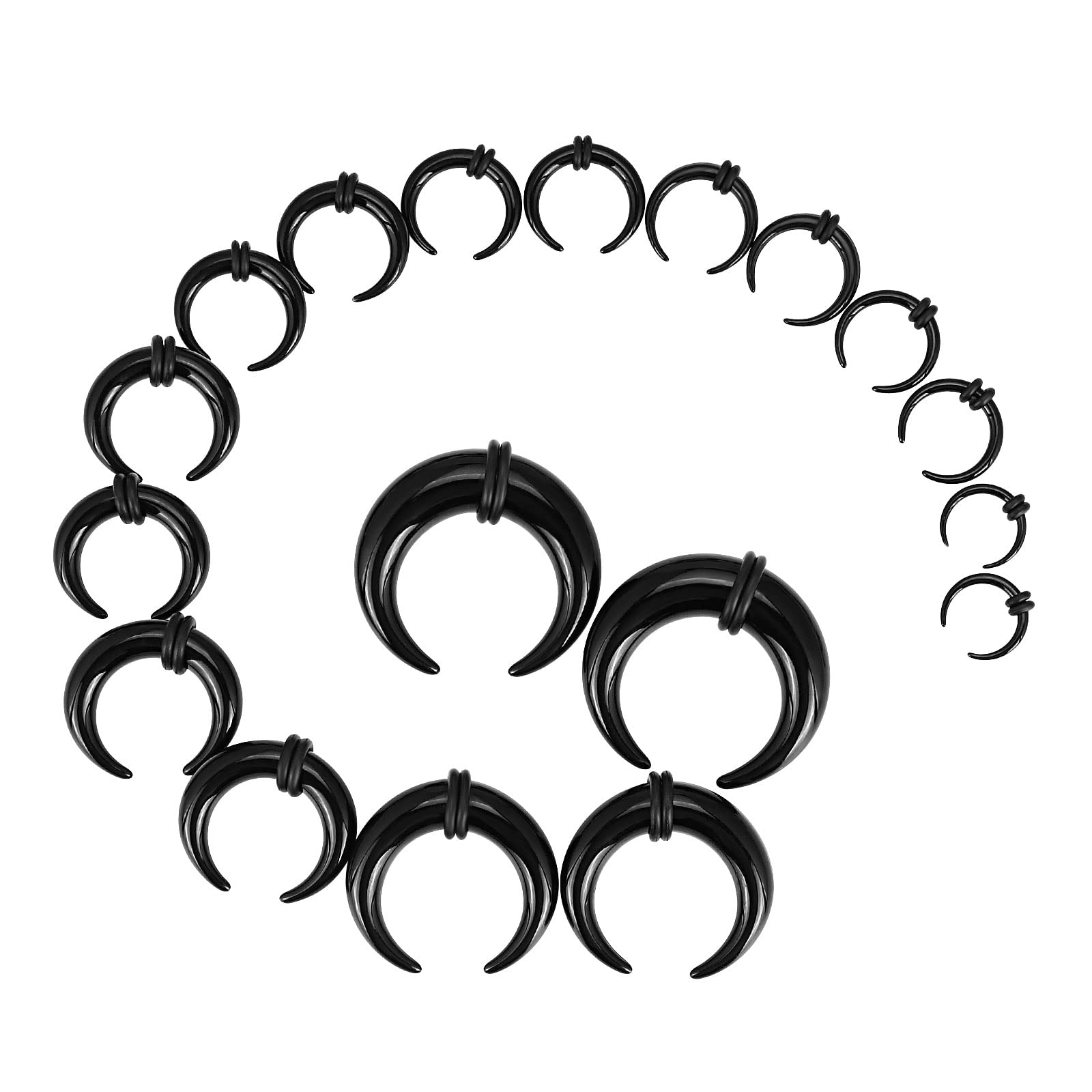 18Pcs Acrylic Septum Pincher Tapers C Shape Buffalo Ear Taper Kit Stretching Expander Rings for Nose Ear Gauges Size 1.6-10mm: Default Title