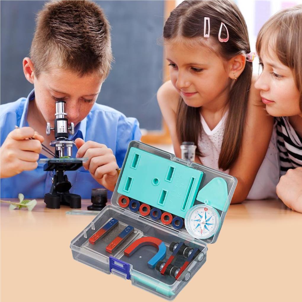 1 Set Labs Junior Science Magnetism Sets Bar Ring Experiment Education Fidget Magnets Horseshoe Compass Tool Kit for Kids